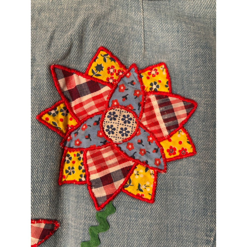 Vintage 70s Chambray Denim Jacket & Purse Set Flower Power Boho Hippie - Picture 6 of 12